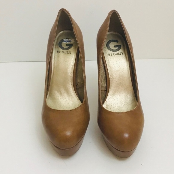 G by Guess Tan Platform Round Toe Chunky Heel Pumps • Size 7.5 🔴 - Picture 1 of 4